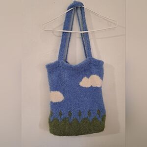 Urban outfitters womens EMY ICON TEDDY BEAR Tote bag soft wool blue